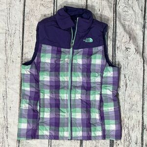 The North Face Purple Girls Puffer Zip Up Vest Coat Jacket Outerwear Ski Skiing